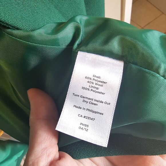 Talbots $169 Wool Blend Blazer Emerald Green Pocket Jacket Womens 16 Career New - Picture 6 of 7
